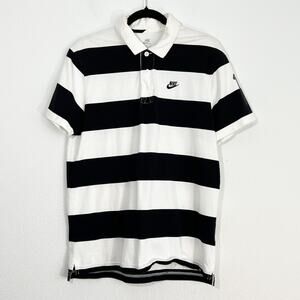 Nike Rugby Polo Shirt Mens M Stripes Casual Cotton Preppy Short Sleeve